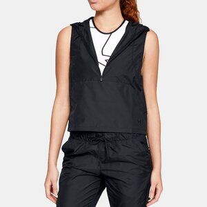 Under Armour Womens  Hooded Iridescent Woven Vest XL Black Sleeveless Zip New